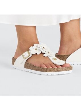 Birkenstock White Floral Thong Sandals